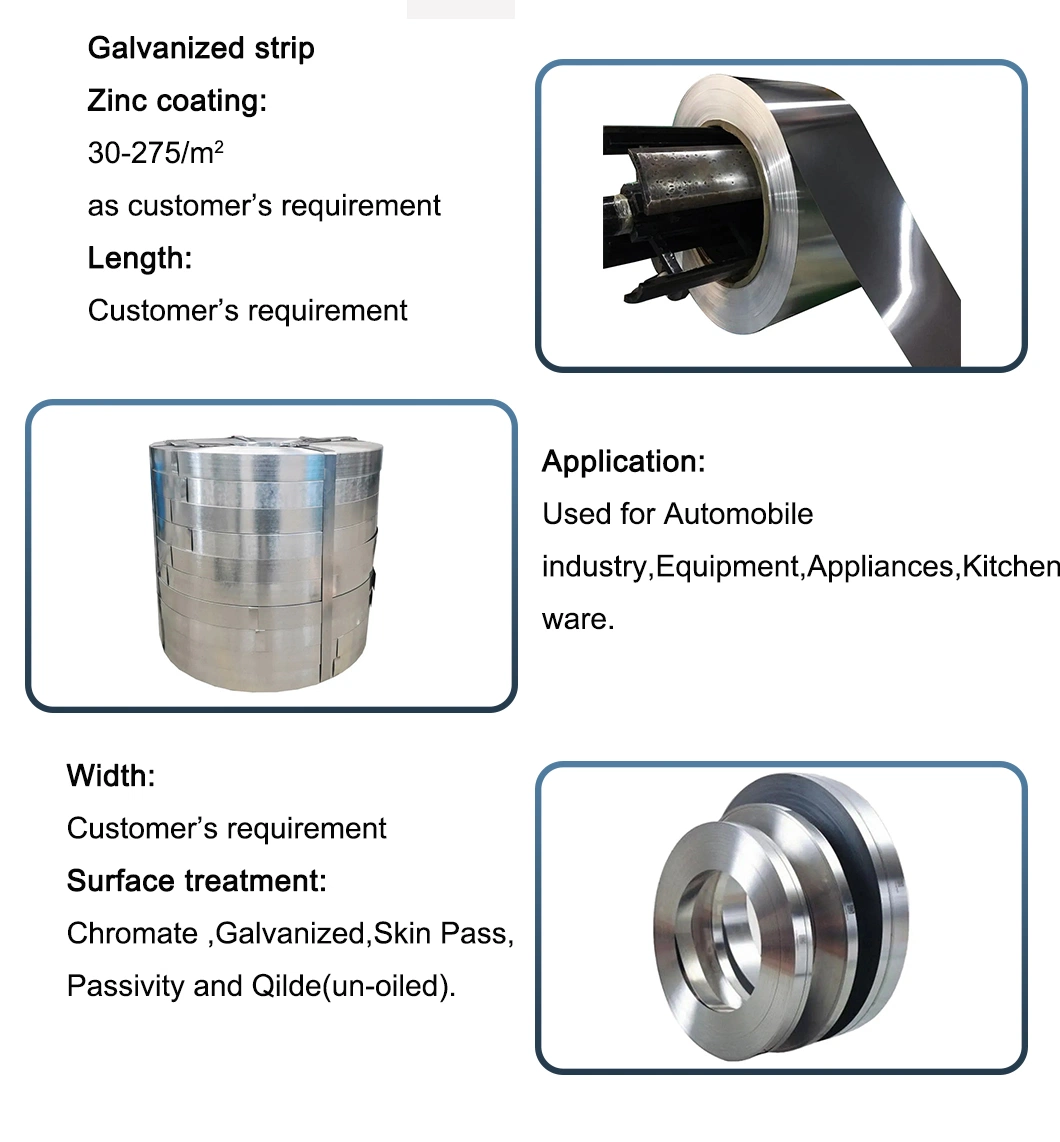 Cold Rolled Building Material Normal Spangle Steel Tape Dx51d G550 Z275 Hot Dipped Galvanized /Prepainted/Stainless/Carbon/Aluminum /Copper/Steel Strip